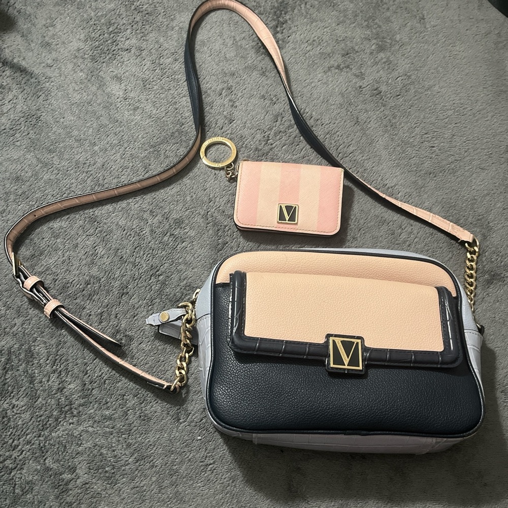 Victoria's Secret Black and Cream Crossbody Bag Set